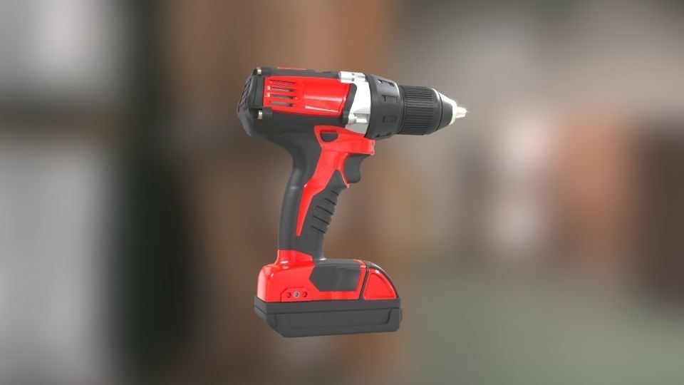 Low poly Electric Drill with battery Low-poly 3D model_12