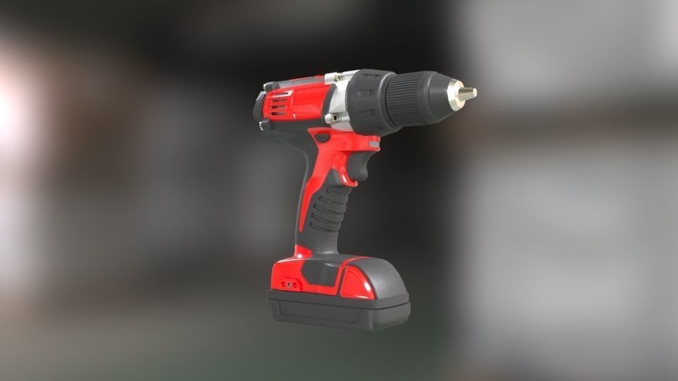 Low poly Electric Drill with battery Low-poly 3D model_17