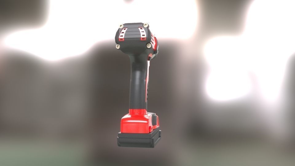 Low poly Electric Drill with battery Low-poly 3D model_6