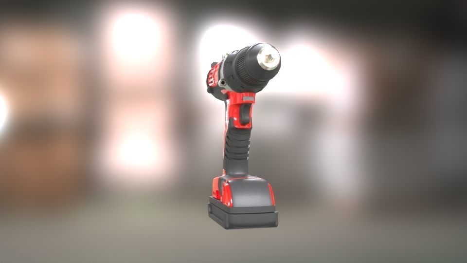 Low poly Electric Drill with battery Low-poly 3D model_21