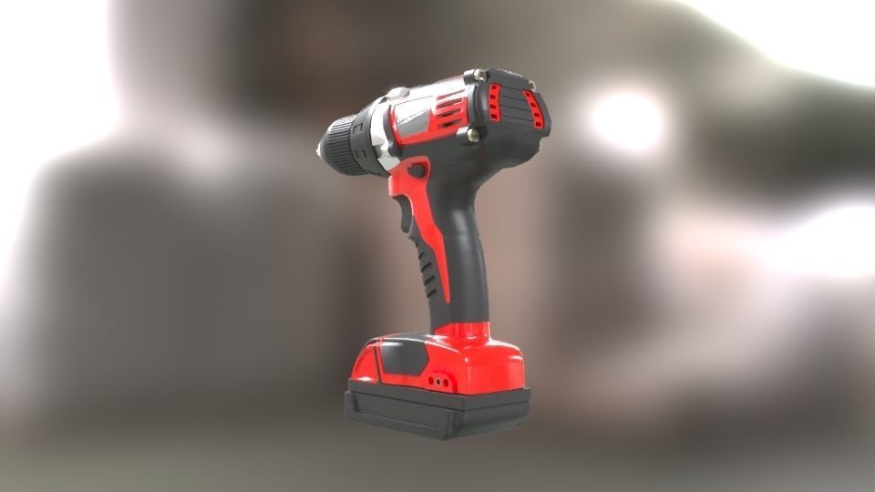 Low poly Electric Drill with battery Low-poly 3D model_36