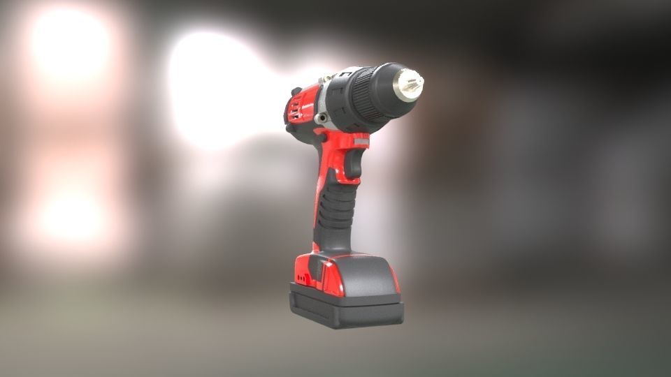 Low poly Electric Drill with battery Low-poly 3D model_20