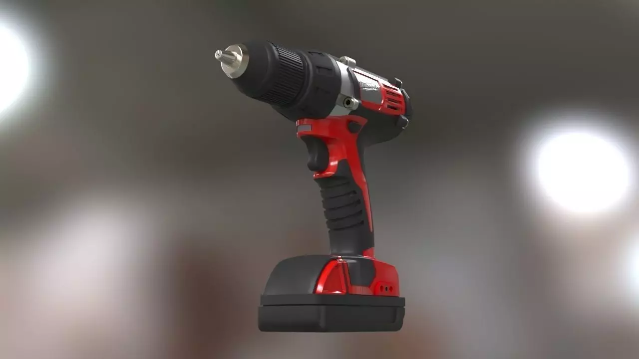 Low poly Electric Drill with battery Low-poly 3D model_0