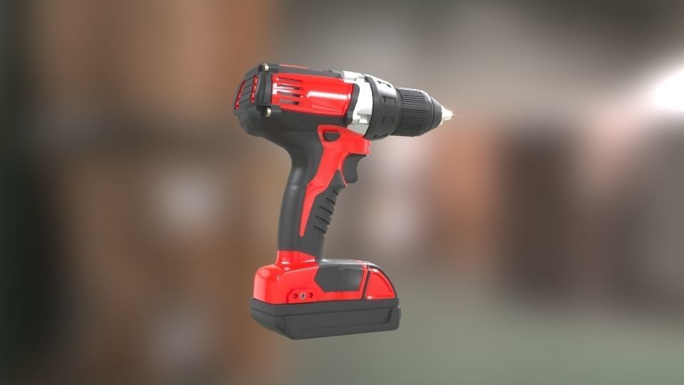 Low poly Electric Drill with battery Low-poly 3D model_11