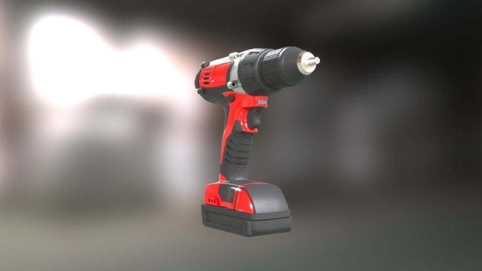 Low poly Electric Drill with battery Low-poly 3D model_19