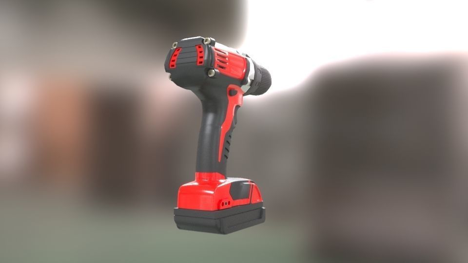 Low poly Electric Drill with battery Low-poly 3D model_8