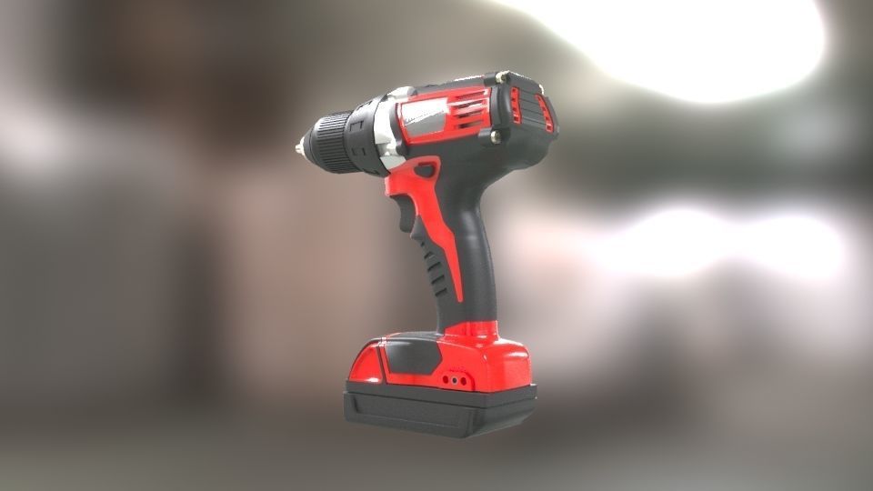 Low poly Electric Drill with battery Low-poly 3D model_35