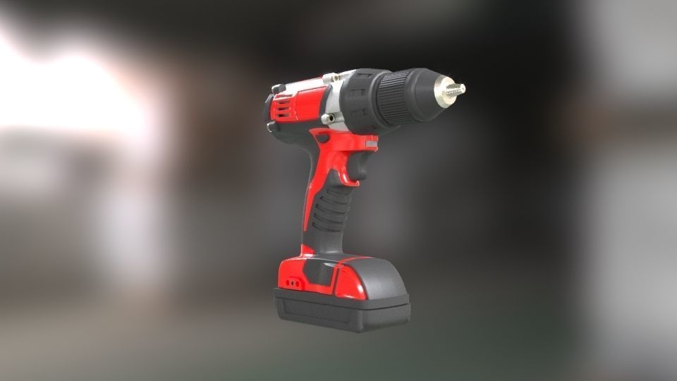 Low poly Electric Drill with battery Low-poly 3D model_18