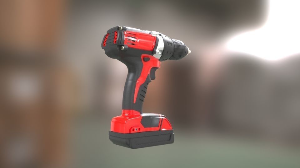 Low poly Electric Drill with battery Low-poly 3D model_10