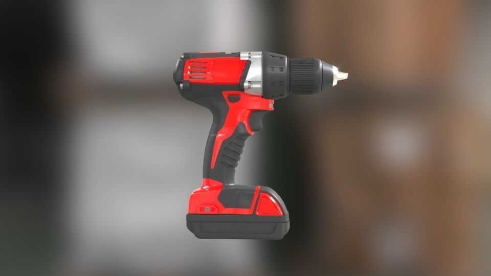 Low poly Electric Drill with battery Low-poly 3D model_14