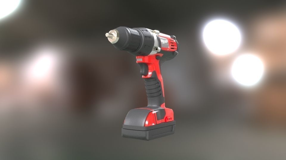 Low poly Electric Drill with battery Low-poly 3D model_26