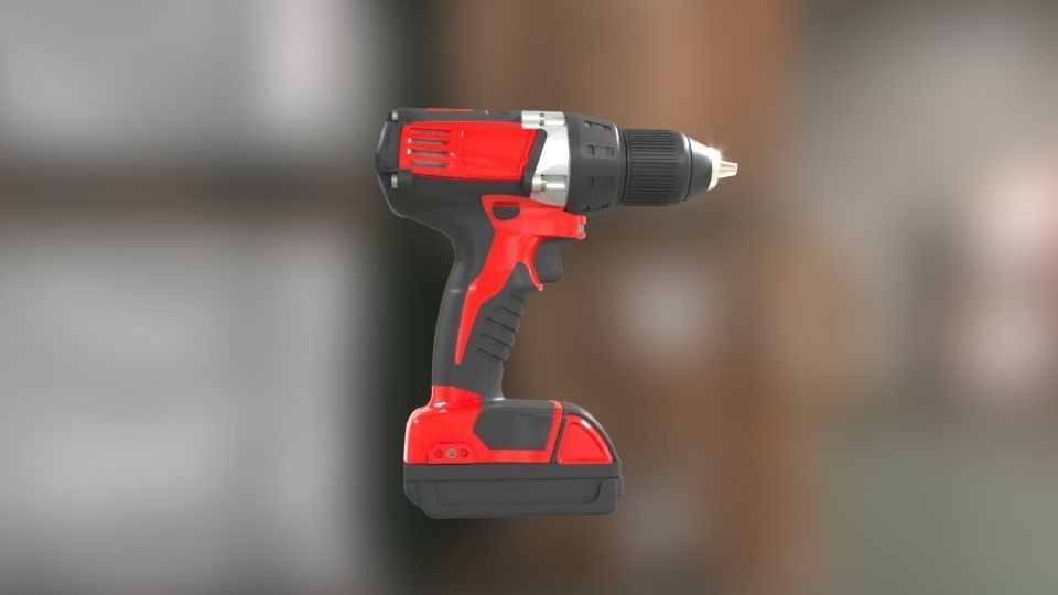 Low poly Electric Drill with battery Low-poly 3D model_13