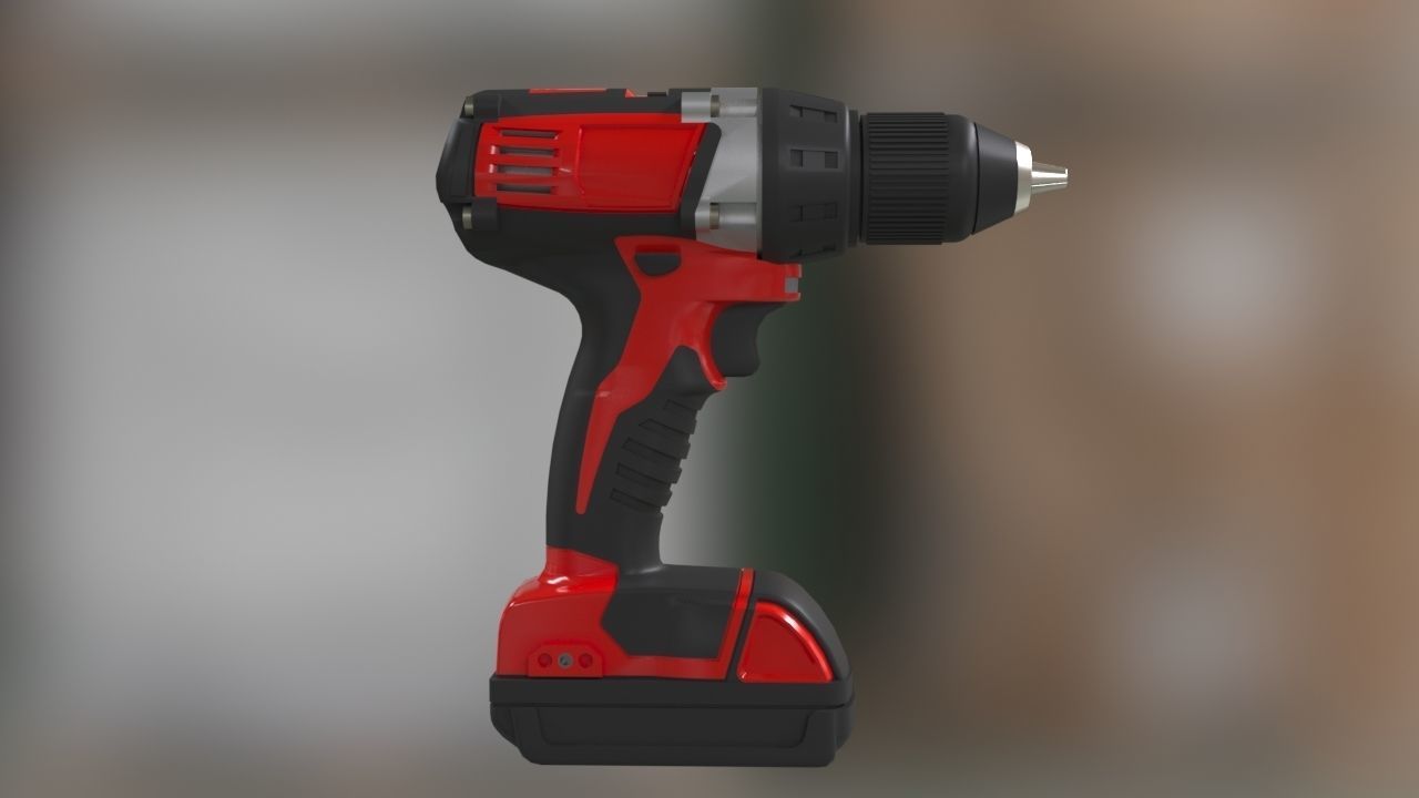 Low poly Electric Drill with battery Low-poly 3D model_2