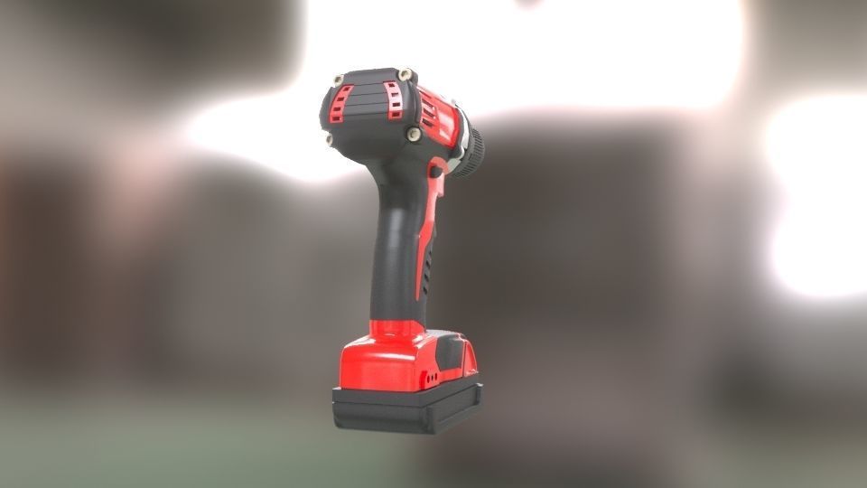 Low poly Electric Drill with battery Low-poly 3D model_7