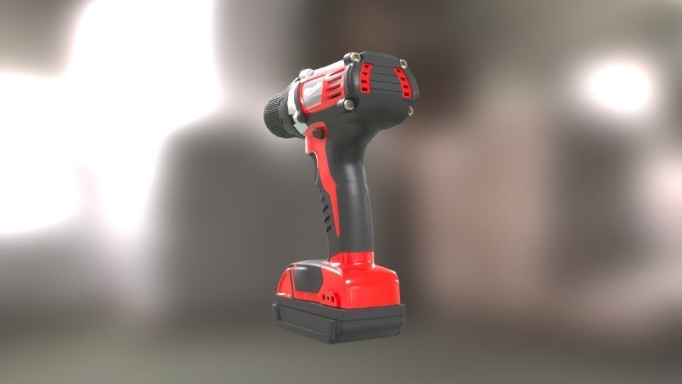 Low poly Electric Drill with battery Low-poly 3D model_37