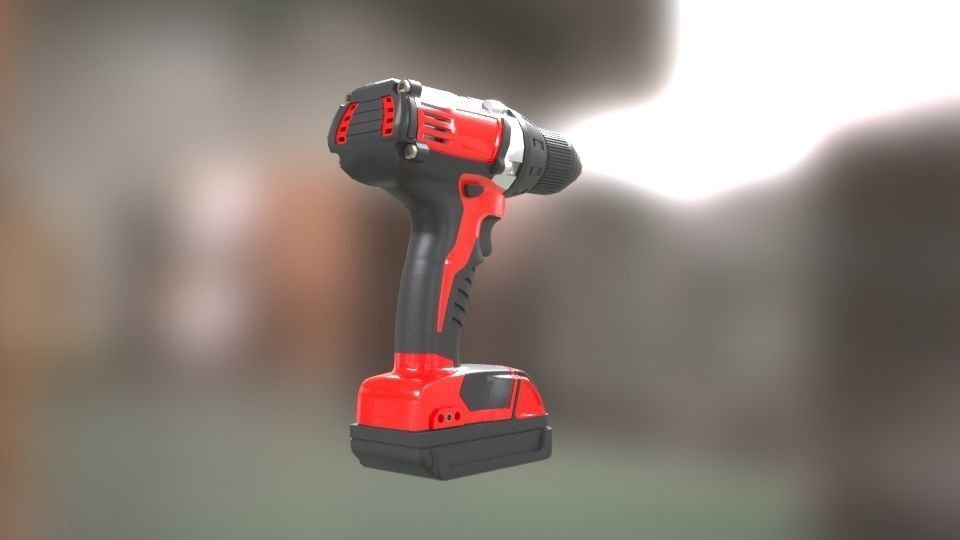 Low poly Electric Drill with battery Low-poly 3D model_9