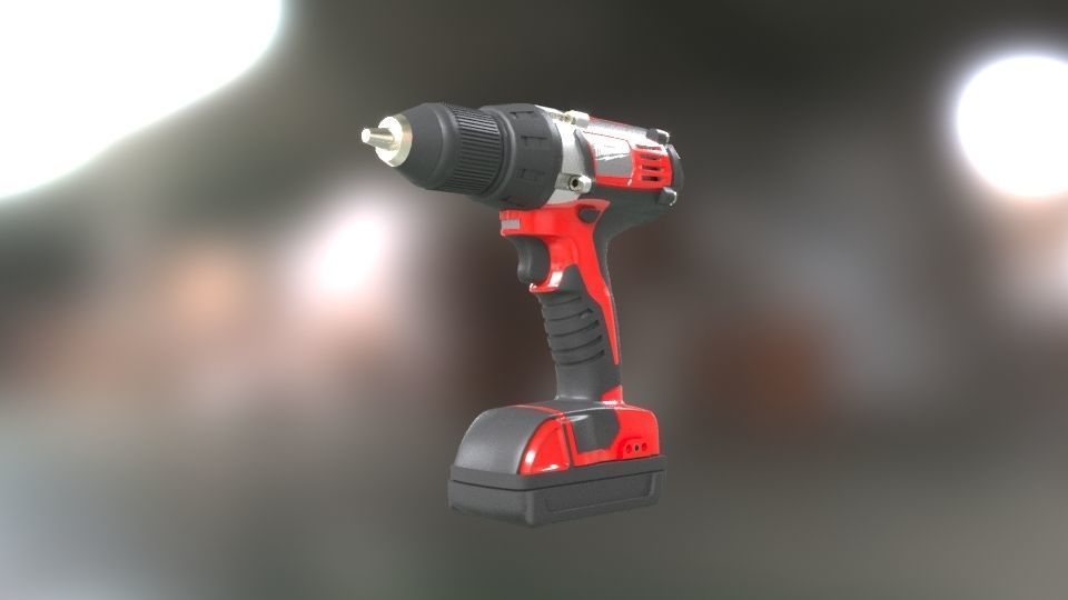 Low poly Electric Drill with battery Low-poly 3D model_27