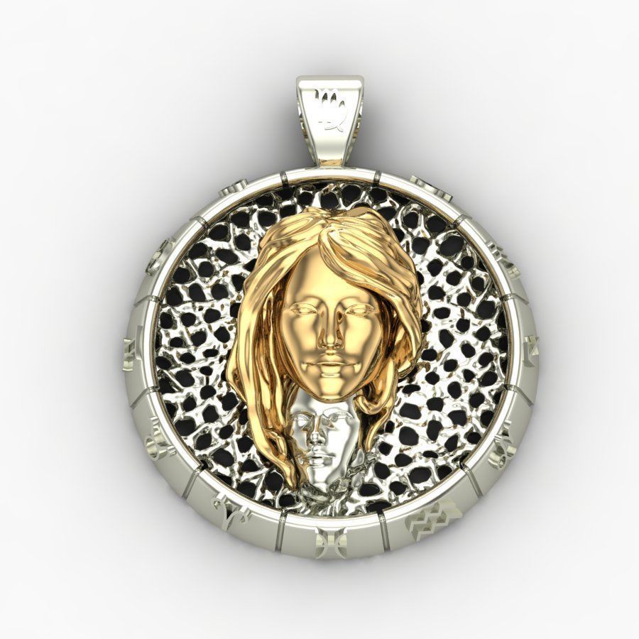 Virgo zodiac sign pendant 3D print model_6