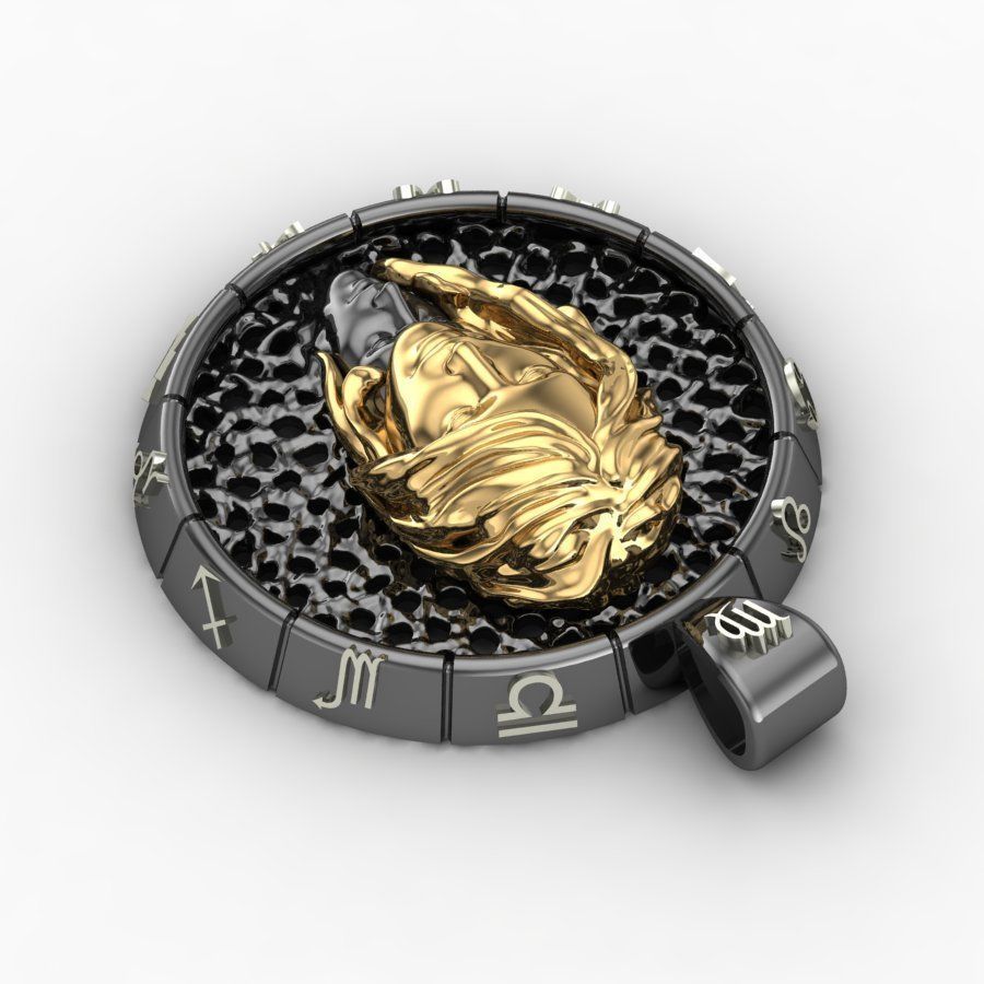 Virgo zodiac sign pendant 3D print model_2