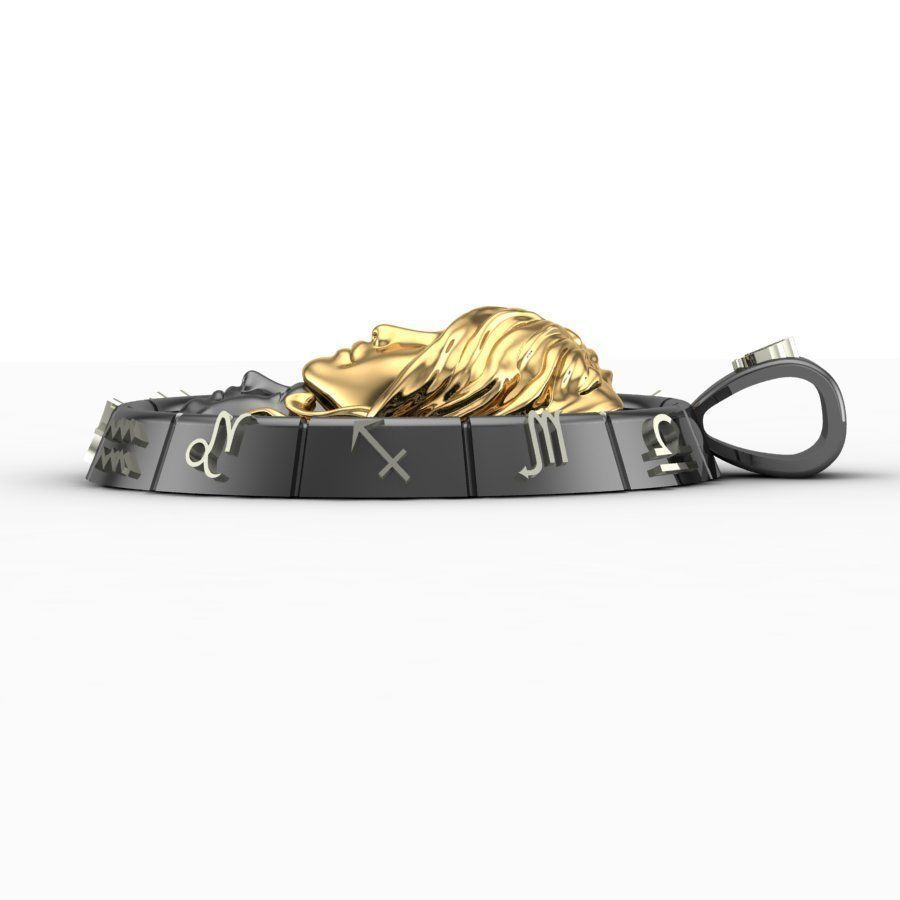 Virgo zodiac sign pendant 3D print model_3