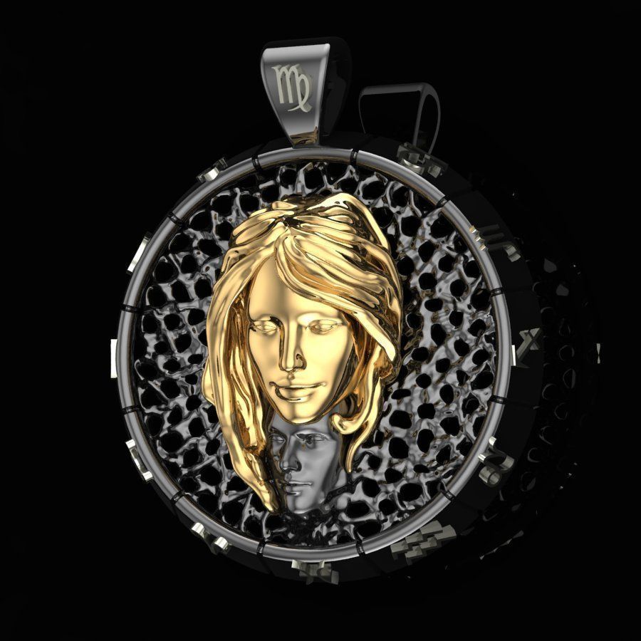 Virgo zodiac sign pendant 3D print model_5