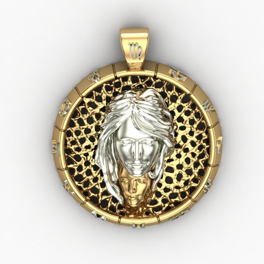 Virgo zodiac sign pendant 3D print model_4