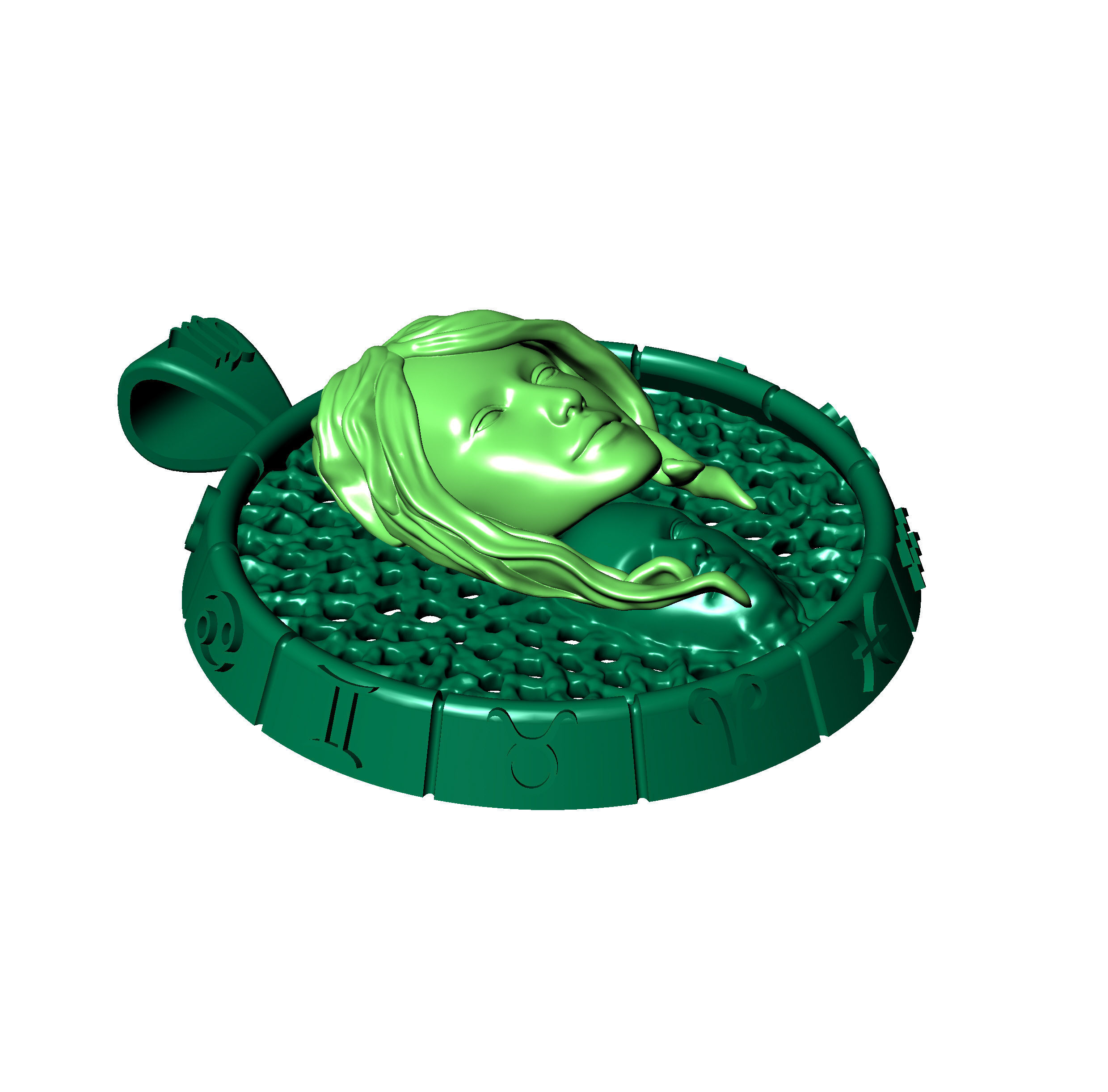 Virgo zodiac sign pendant 3D print model_8