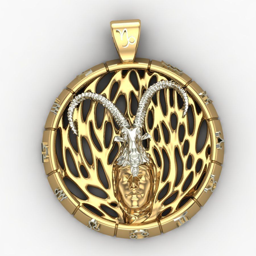 Pendant Capricorn zodiac sign 3D print model_6