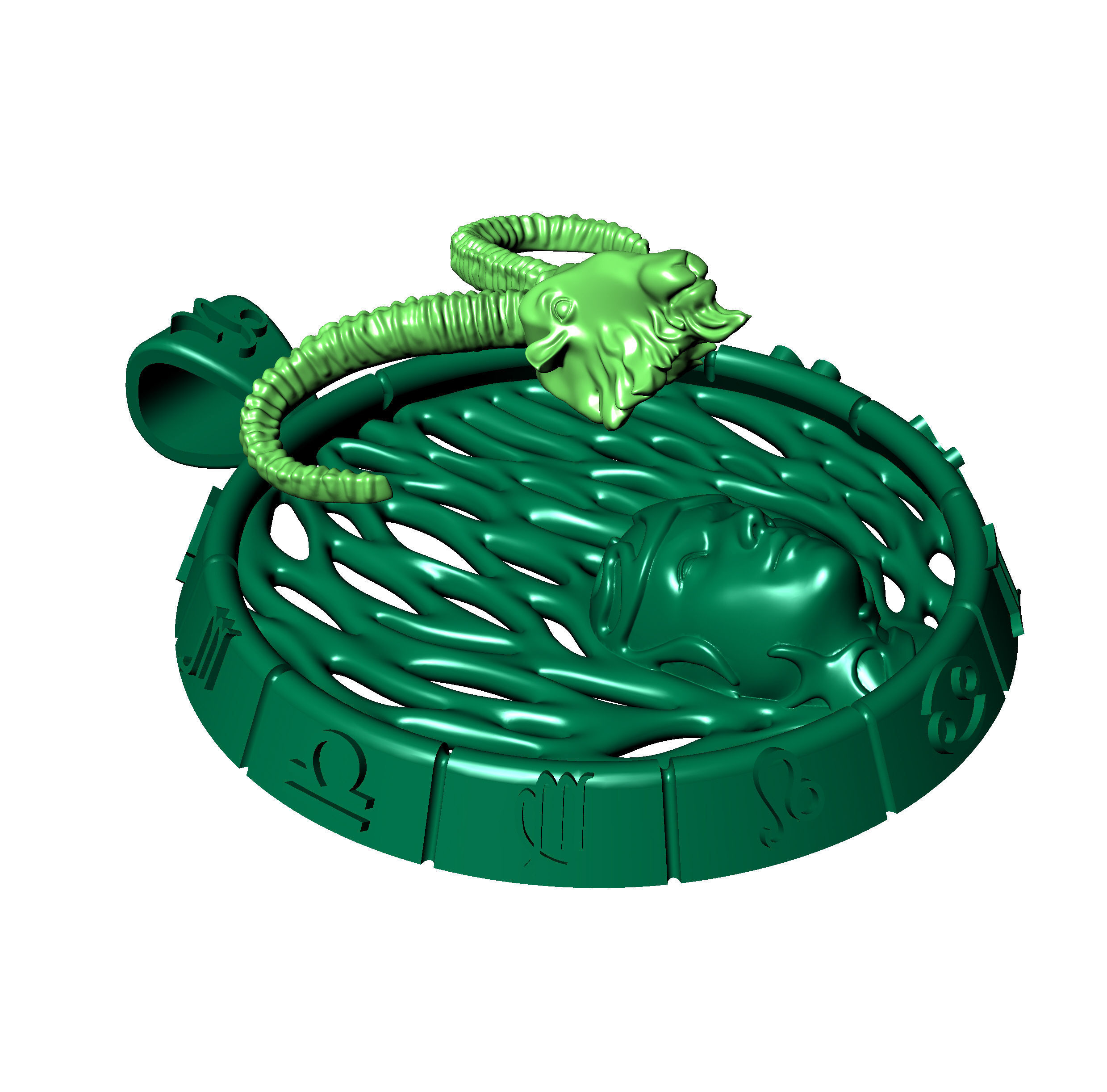 Pendant Capricorn zodiac sign 3D print model_8