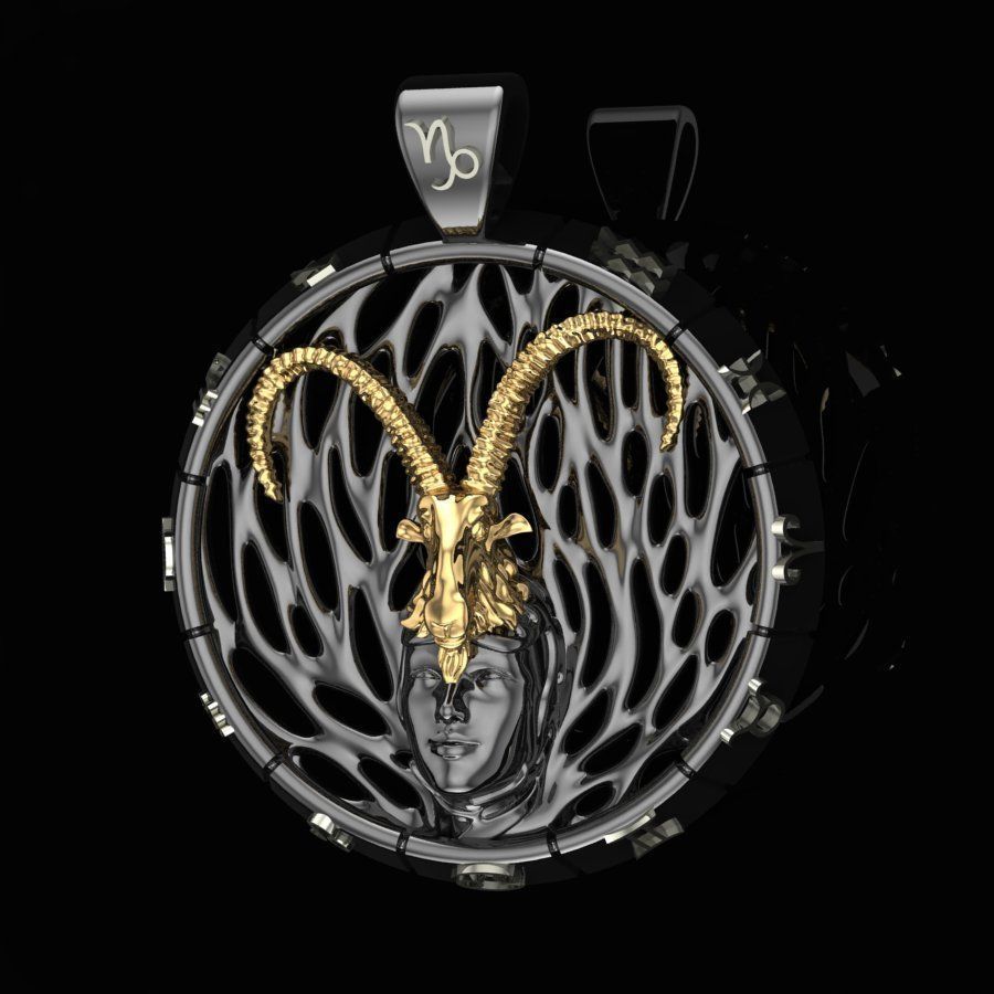 Pendant Capricorn zodiac sign 3D print model_4
