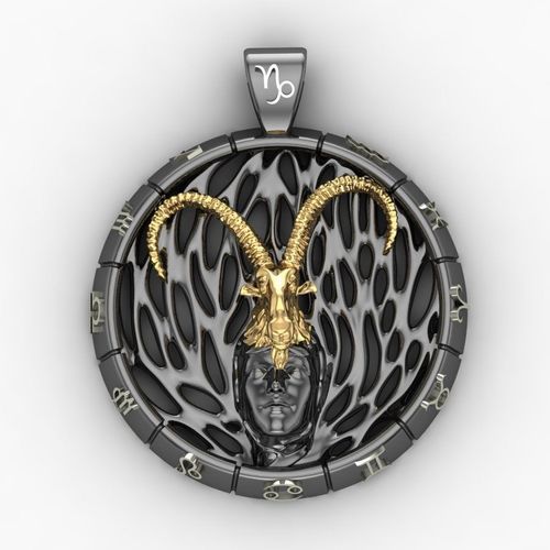 Pendant Capricorn zodiac sign 3D print model