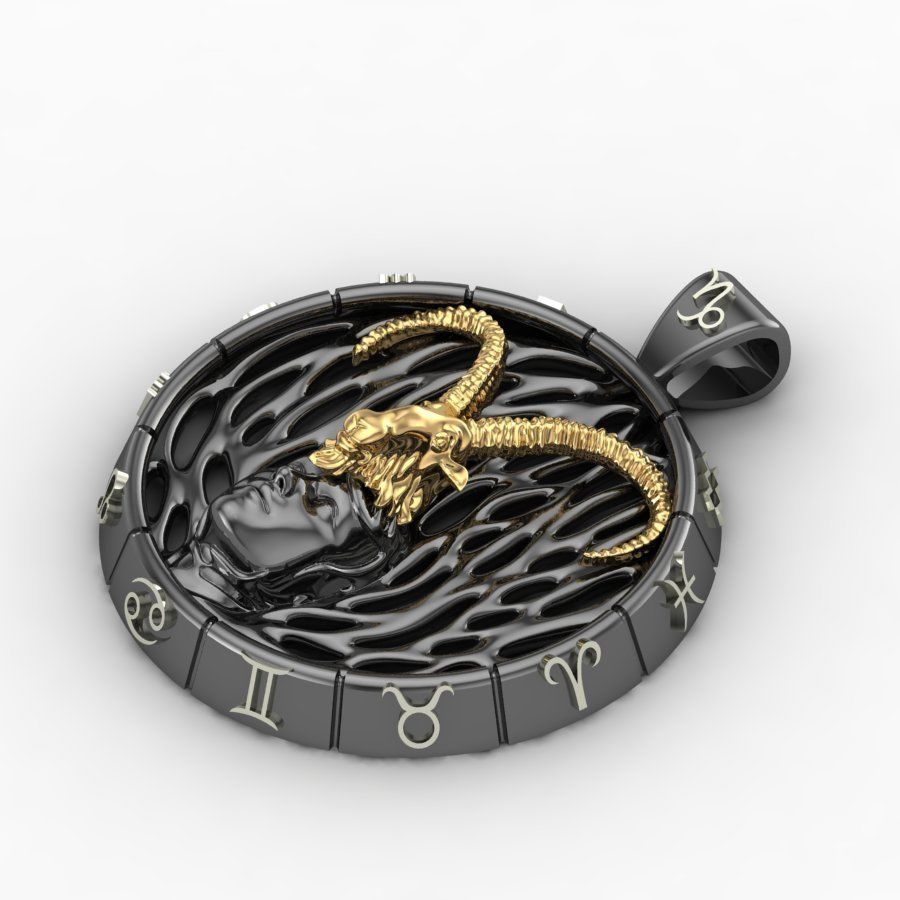 Pendant Capricorn zodiac sign 3D print model_1