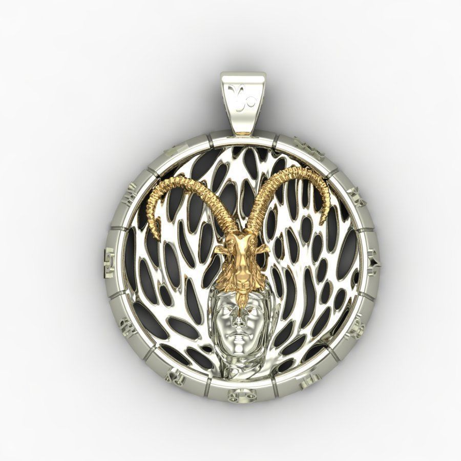 Pendant Capricorn zodiac sign 3D print model_5