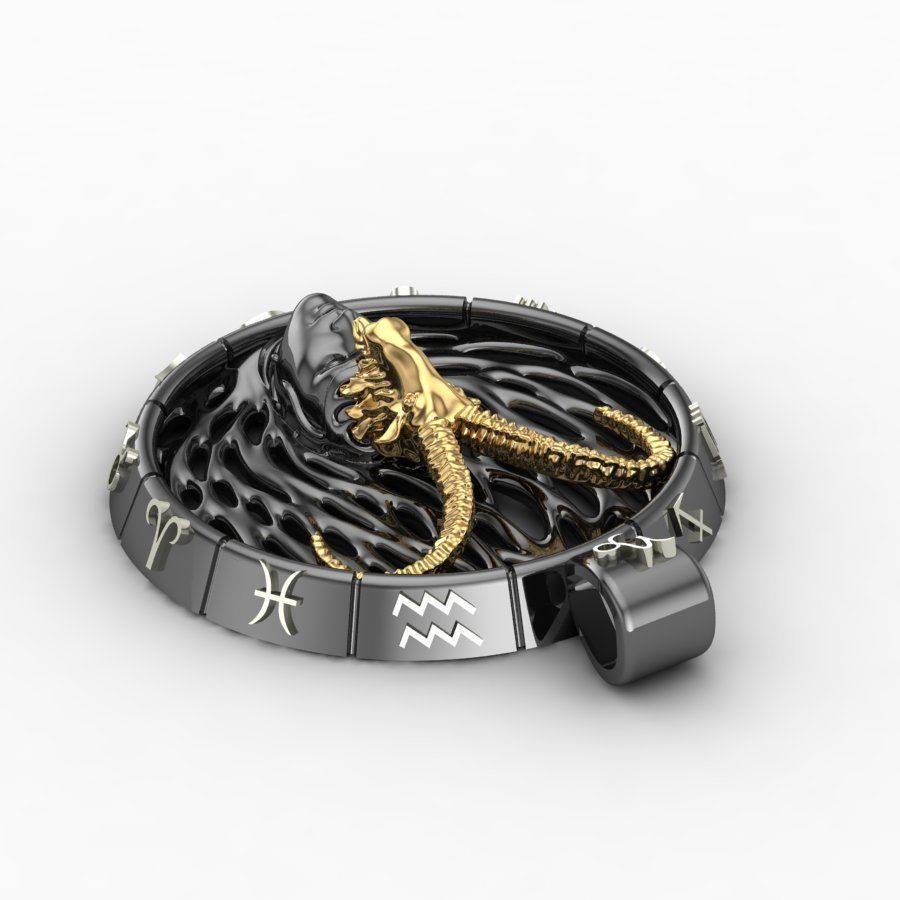 Pendant Capricorn zodiac sign 3D print model_2