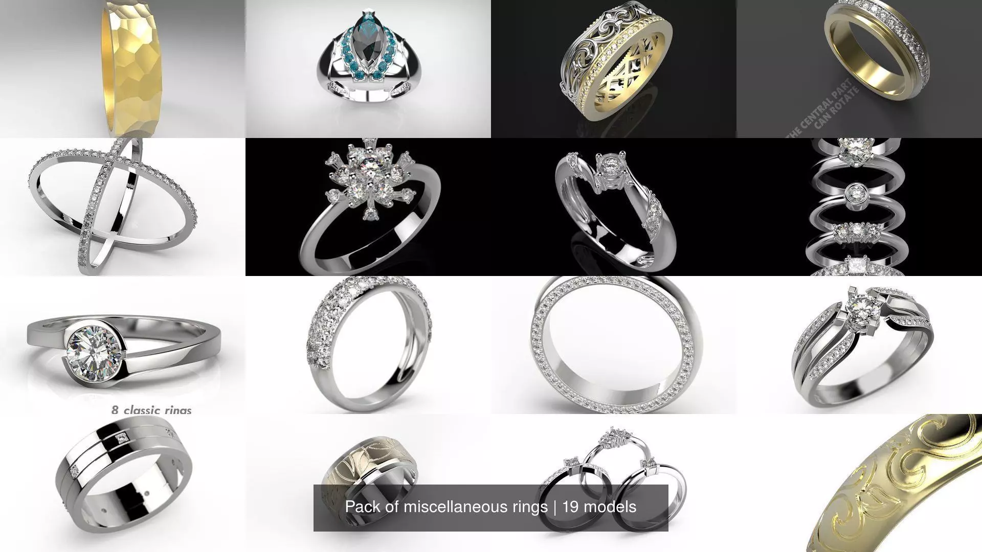 Pack of miscellaneous rings 3D Model Collection_1