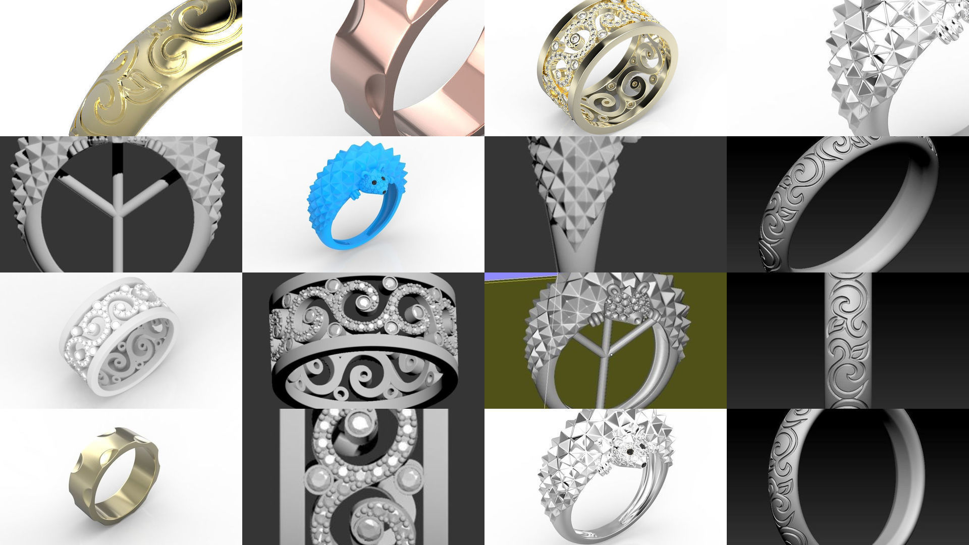 Pack of miscellaneous rings 3D Model Collection_2