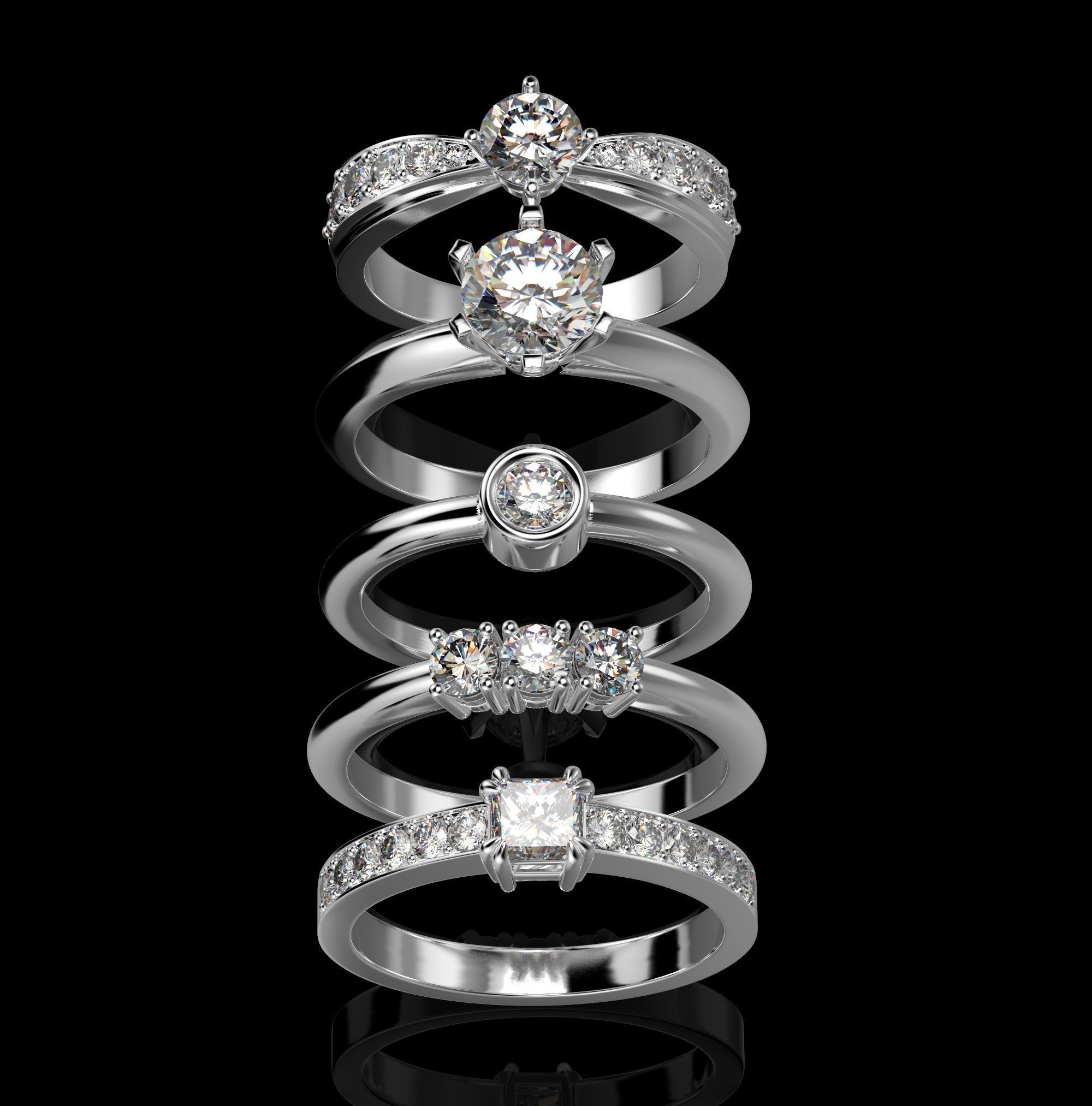 Pack of miscellaneous rings 3D Model Collection_11