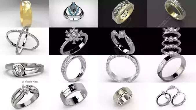 Pack of miscellaneous rings 3D Model Collection