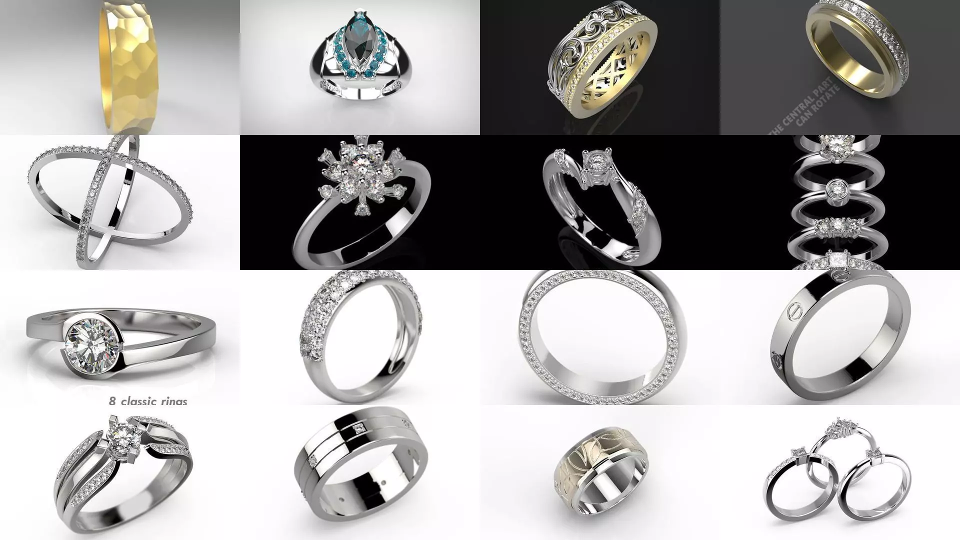 Pack of miscellaneous rings 3D Model Collection_0