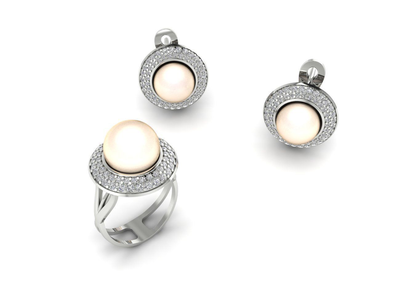 Collection 1 pearl and diamond earrings gold _1