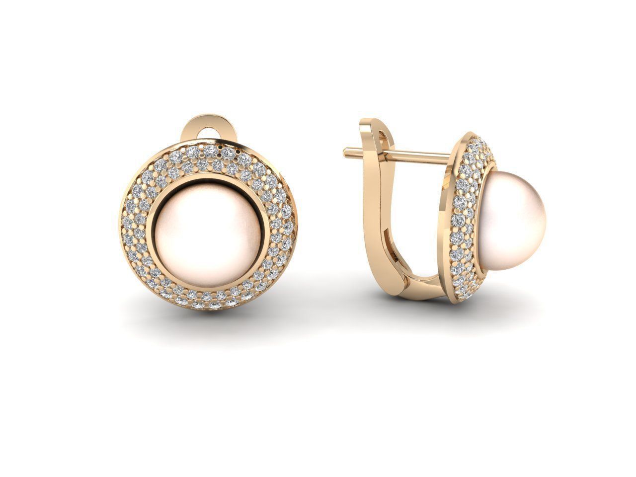 Collection 1 pearl and diamond earrings gold _4