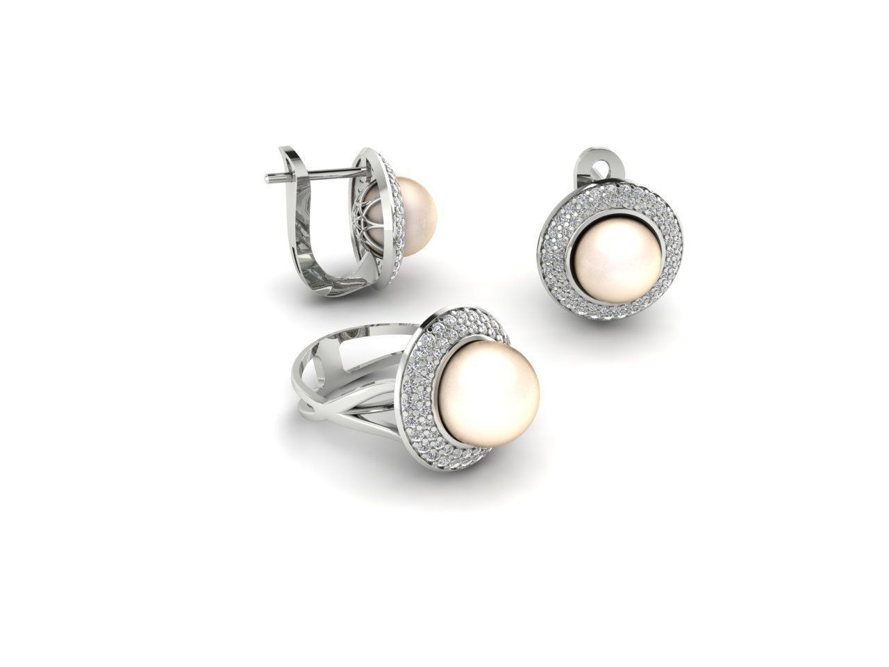Collection 1 pearl and diamond earrings gold _2