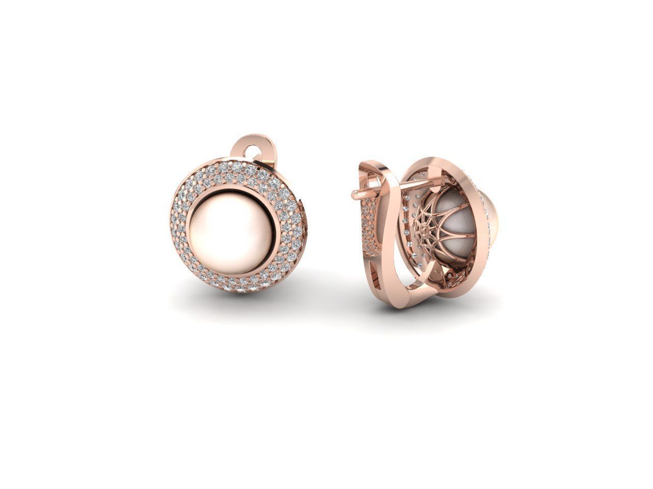 Collection 1 pearl and diamond earrings gold _5