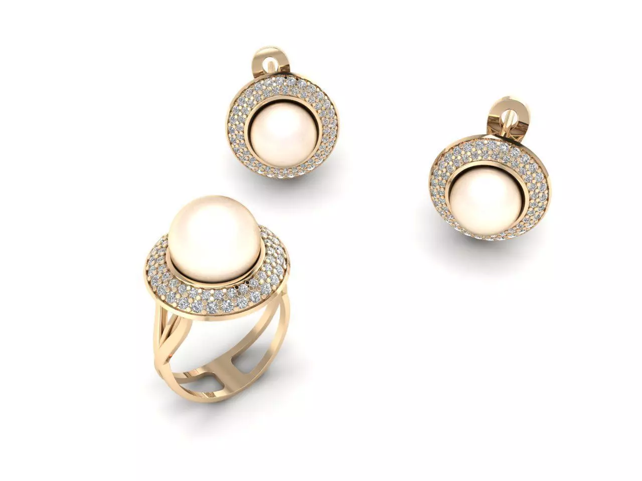 Collection 1 pearl and diamond earrings gold _0