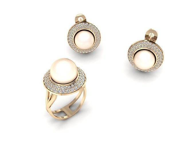 Collection 1 pearl and diamond earrings gold 