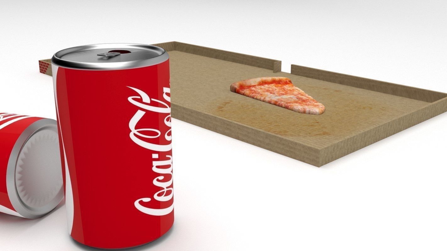 Pizza box and roll of paper 3D model_3