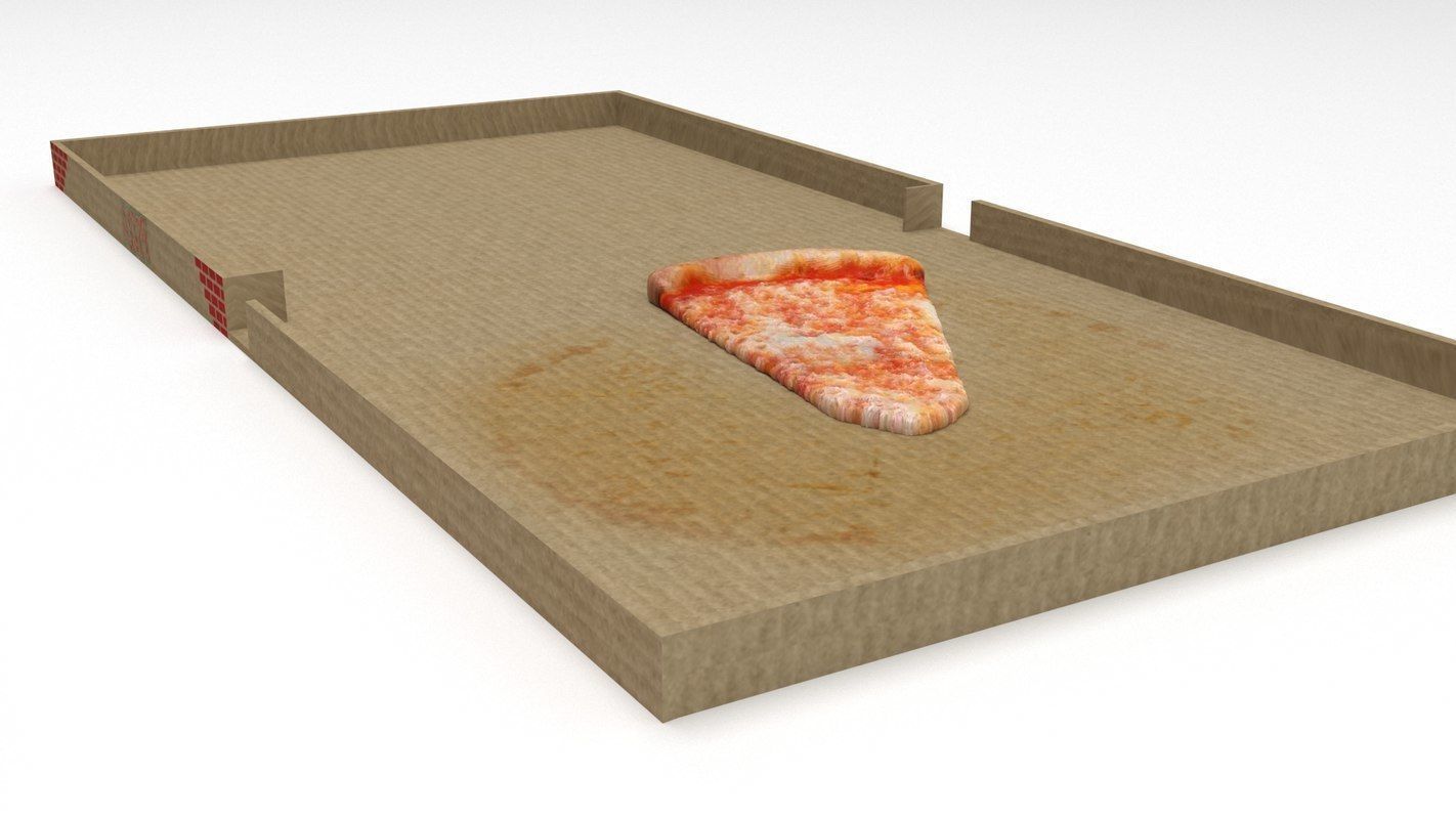 Pizza box and roll of paper 3D model_1