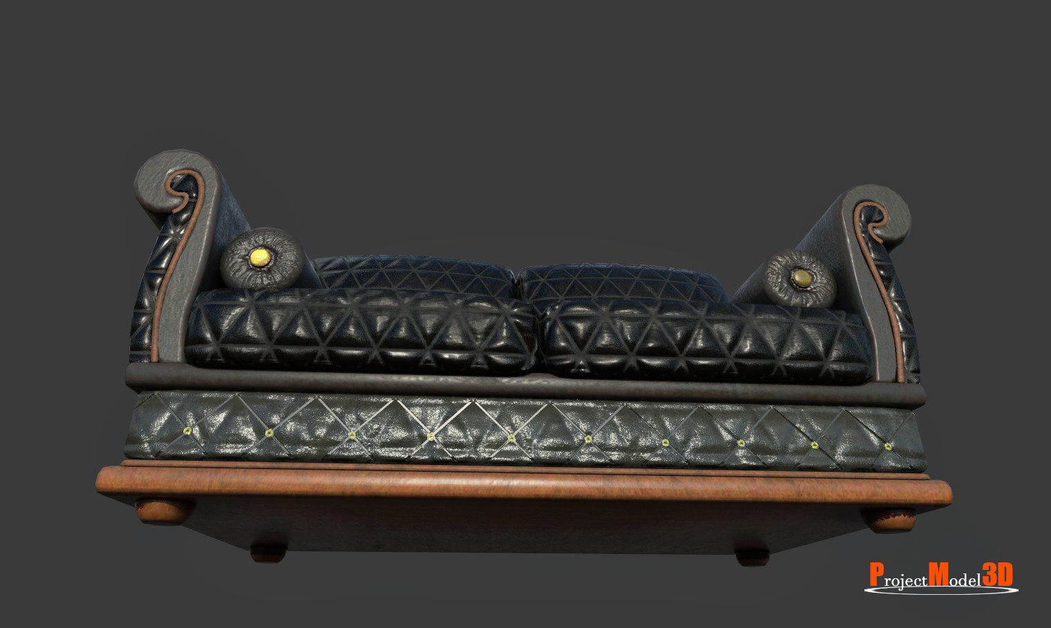 Sofa-01B leather sofa 3D model_4