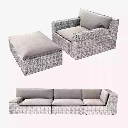 Dedon lou sofa chair and foot stool