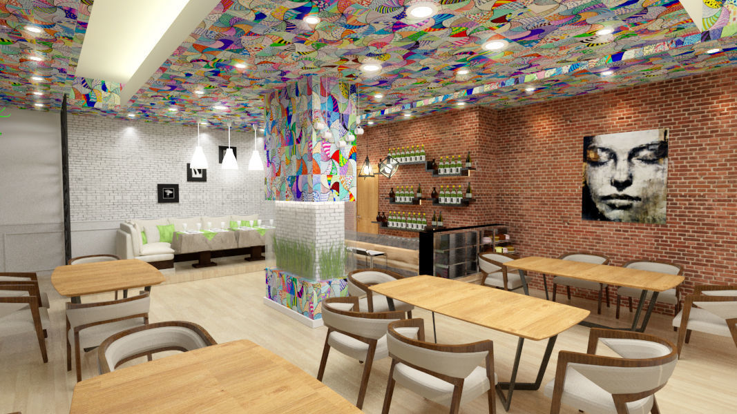 Modern industerial coffee shop 3d scene 3D model_1